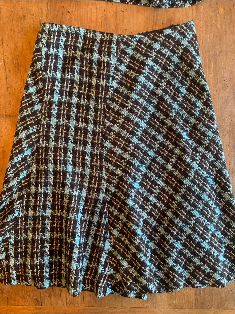 Women's Black and Teal Tweed Blazer Jacket - Blazer and Skirt - Picture 13 of 16